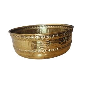 VTG Brass Hammered Planter 8.5 Inch Round